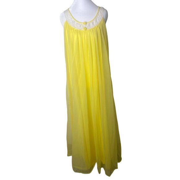 Vintage Intime California Yellow Nightgown & Robe Set Size S Chiffon Bell Sleeve - Picture 4 of 16